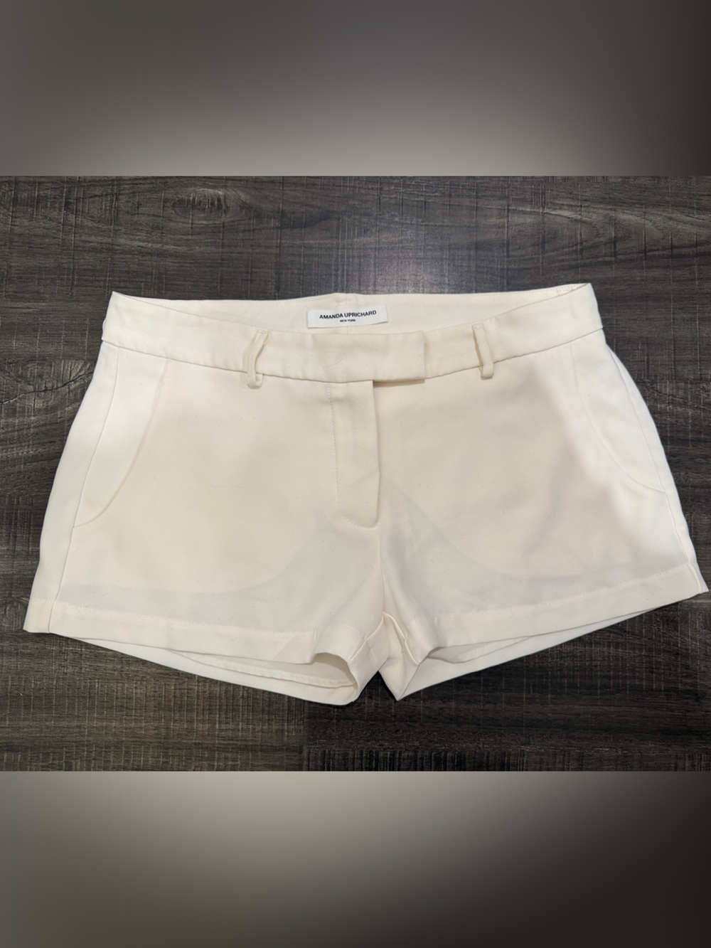 Amanda Uprichard Cream Tailored Shorts